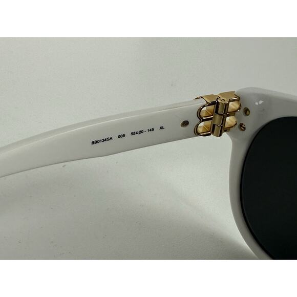 Balenciaga Sunglasses 55mm XL White Frame Gold hardware Black Lenses - Picture 5 of 6